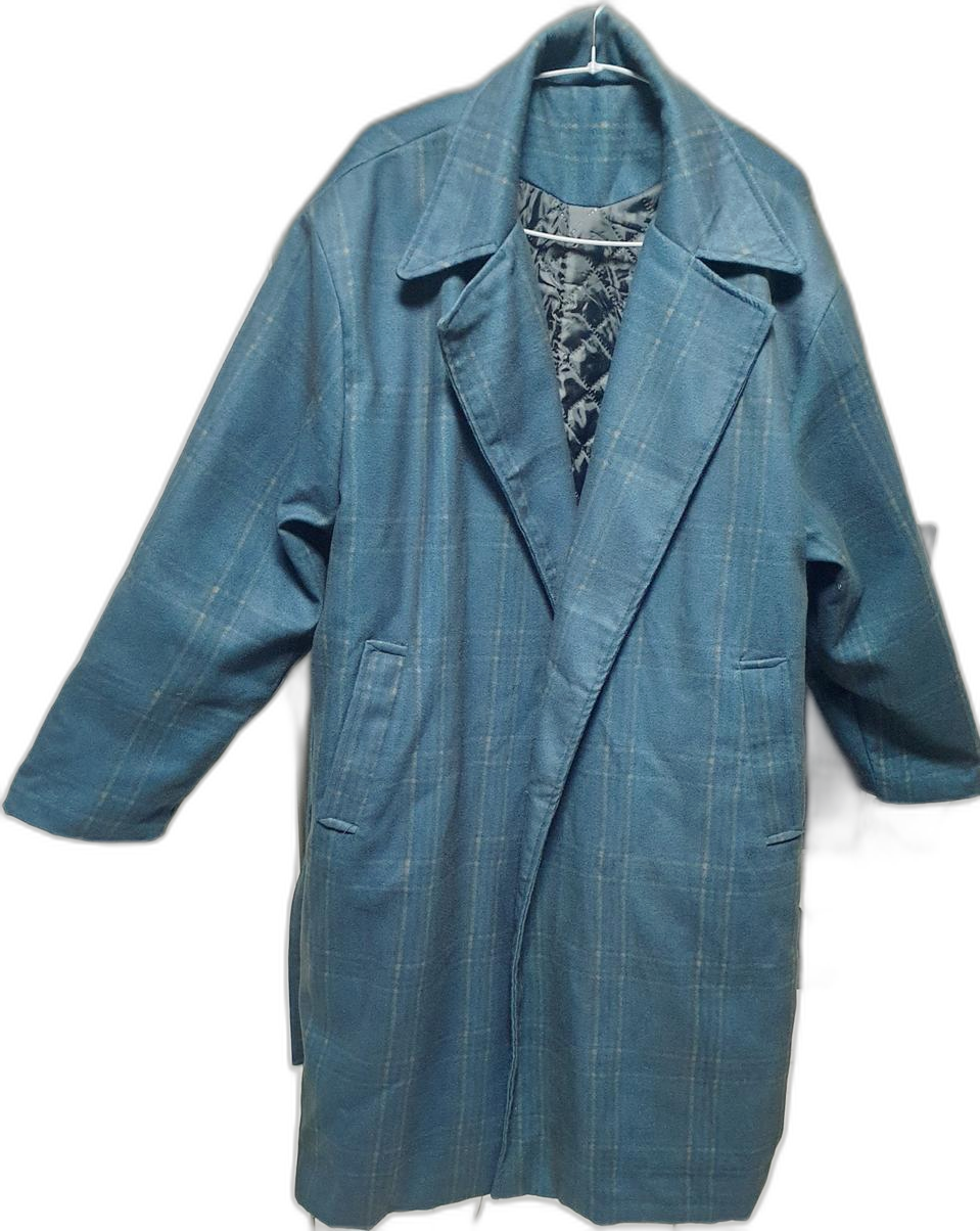 초록 체크무늬 오버핏코트