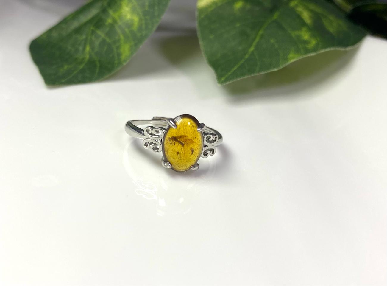 천연 벌레 호박원석 엠버 화석 실버반지 선물 소장품 재물운
