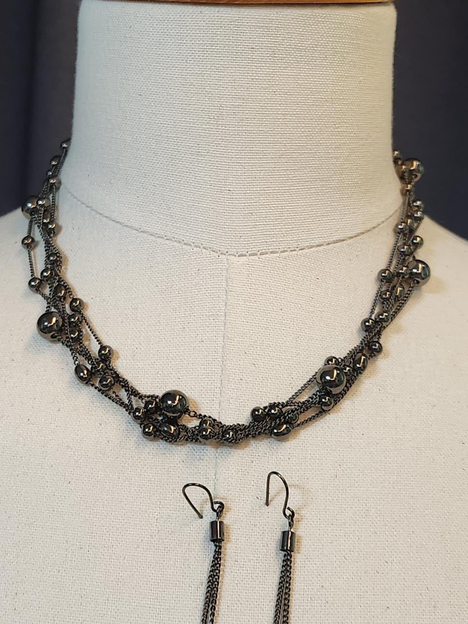 5줄 꼬임 목걸이+귀걸이 세트