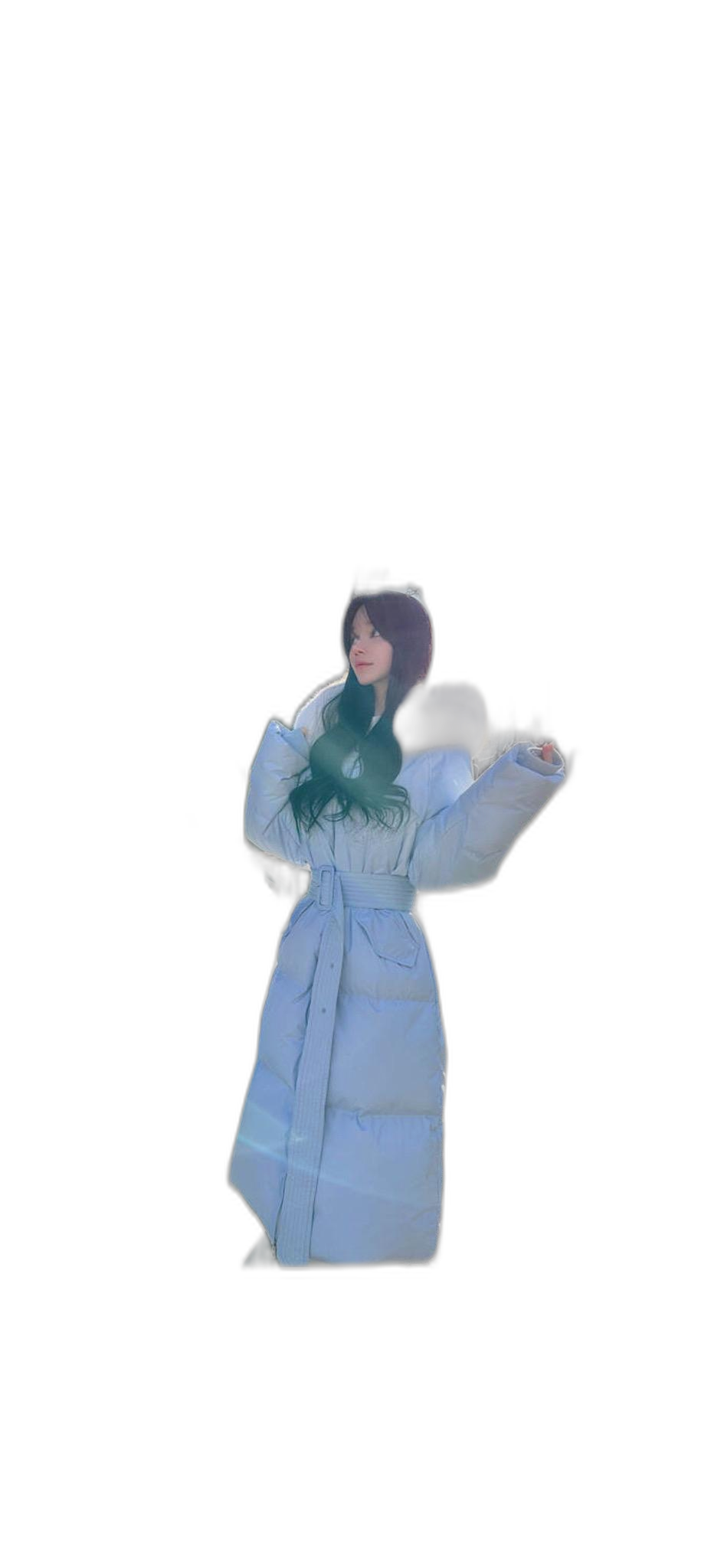 메이윤 제작 벨트 퍼 롱패딩 소라색