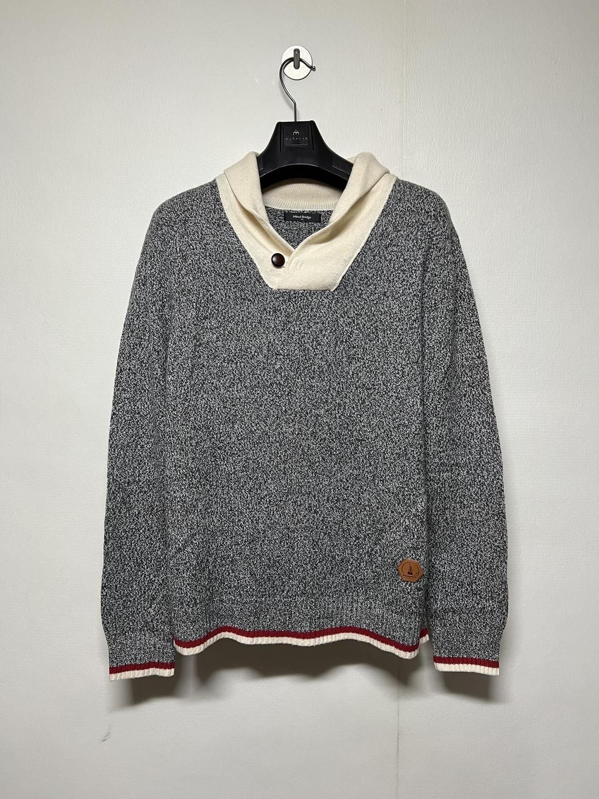 남성 L 마인드 브릿지 니트 스웨터 숄카라 엘보우패치