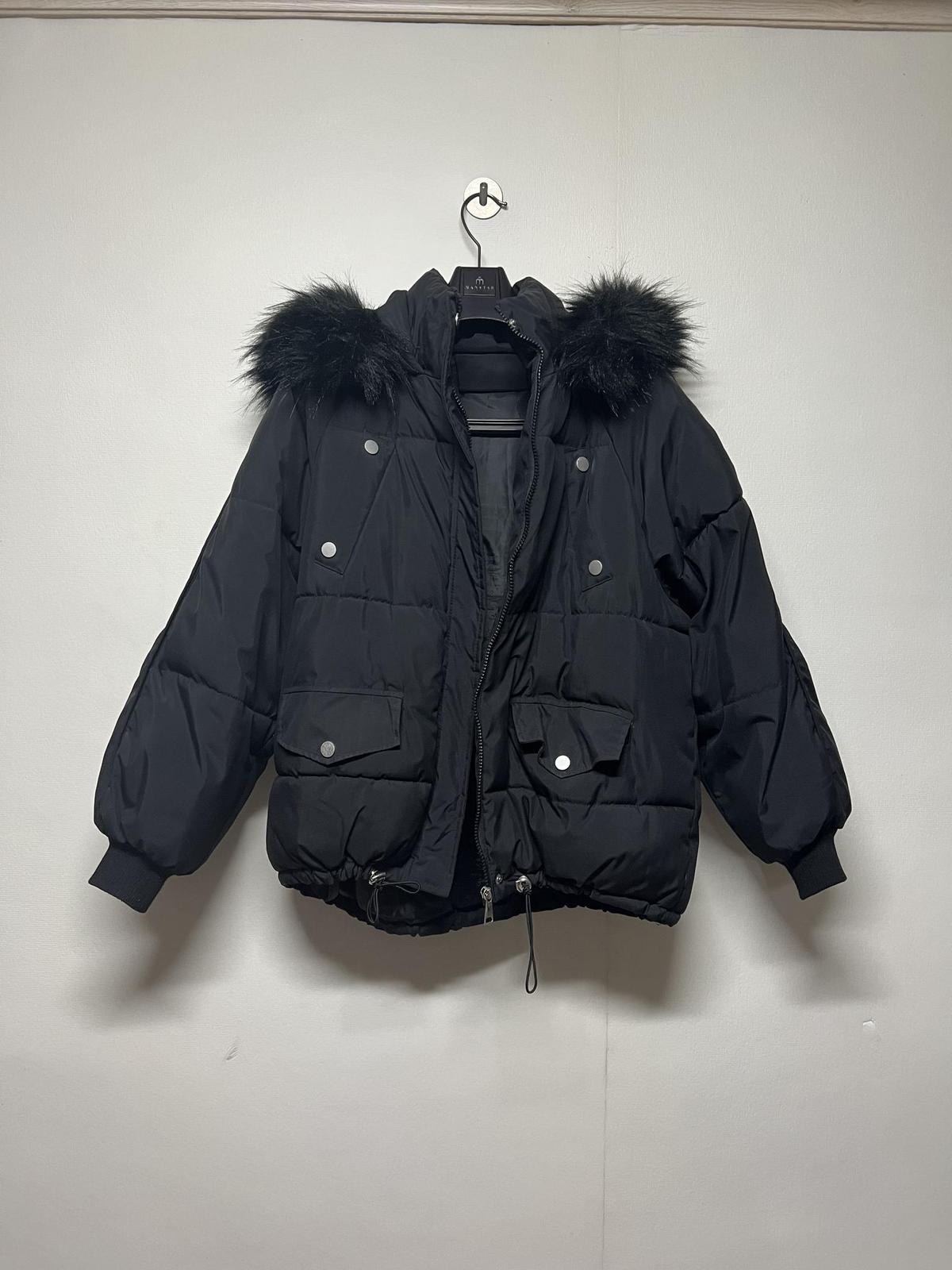 여성 M 정도 라쿤 털 후드 퍼 숏 패딩 점퍼