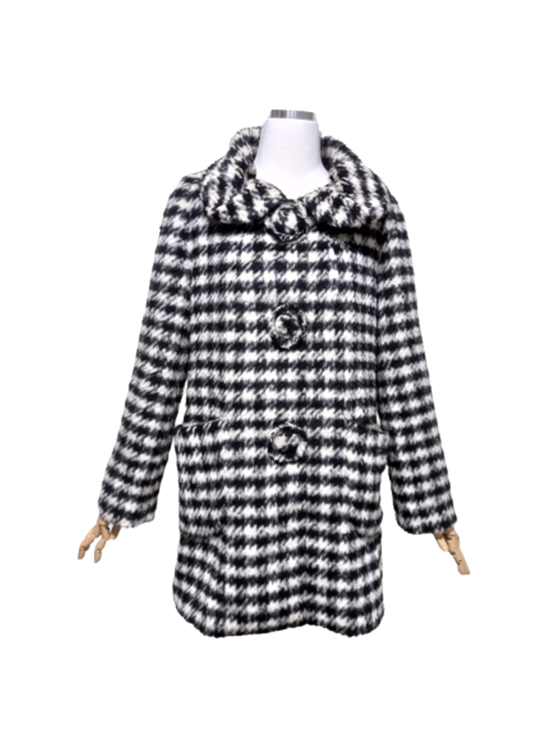 케네스레이디 하운드투스체크 정품 여자 겨울 울알파카 여성모직코트88-92