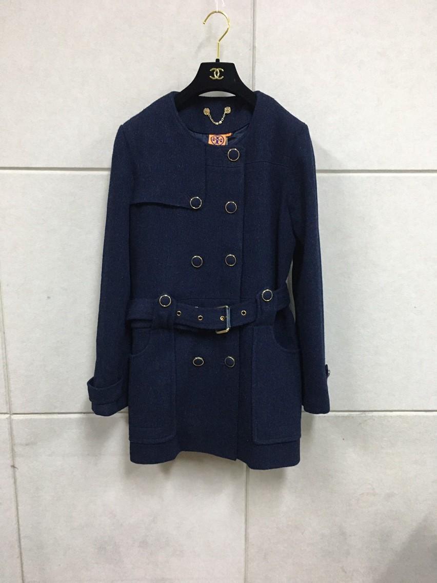 토리버치 정품 네이비 벨트 울코트