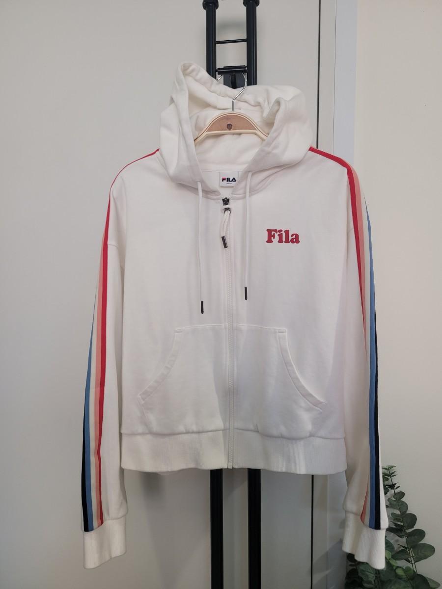 휠라 화이트 후드 크롭후드 집업자켓 L사이즈