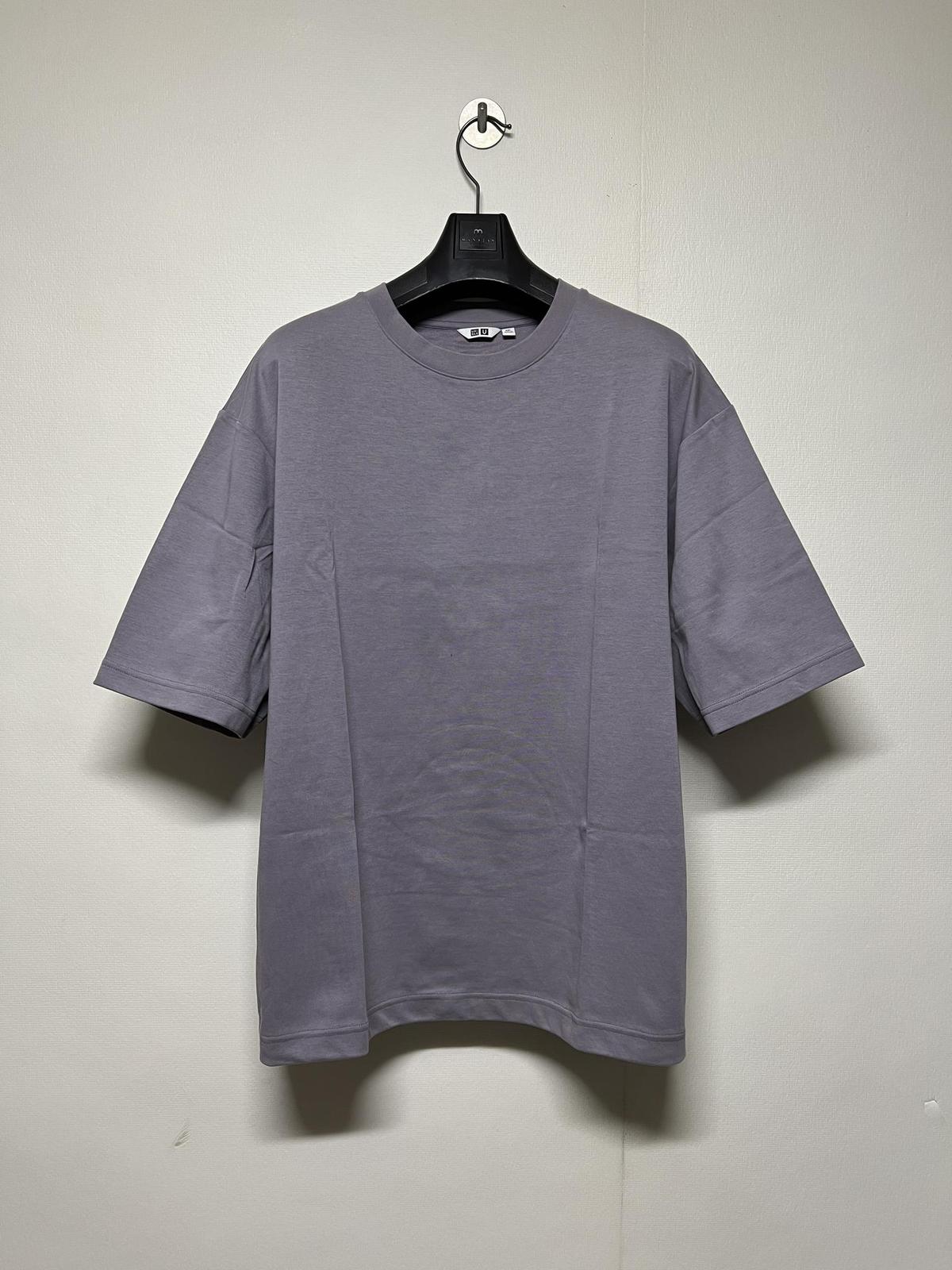 유니클로 U 에어리즘 코튼 오버사이즈 크루넥 반팔 티셔츠 퍼플 XXL