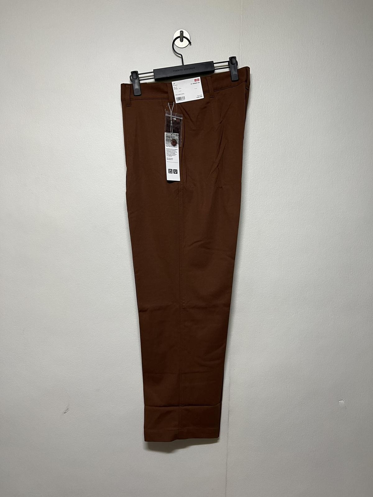 유니클로 U 와이드 핏 턱 저지 팬츠 브라운 82