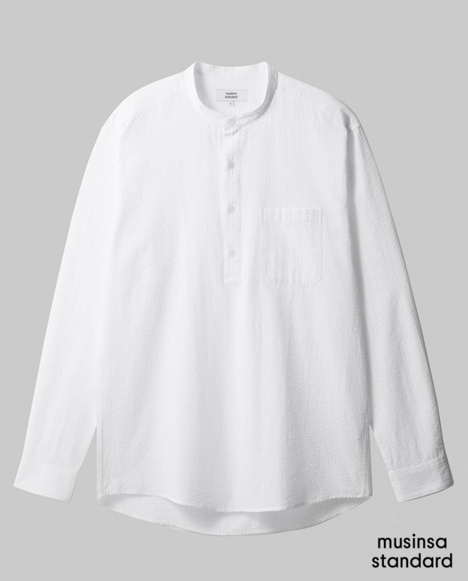 [무신사 스탠다드] 시어서커 화이트 차이나카라 셔츠
