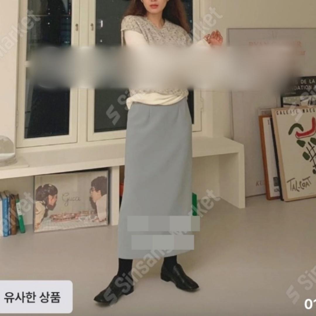 FRIC 고퀄 민트 롱 슬릿 트임 스커트 치마 S