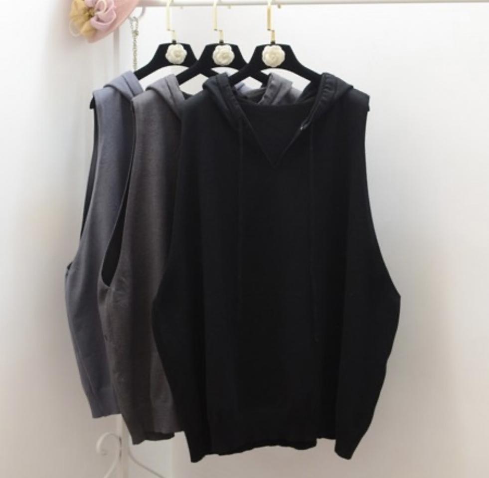 남녀공용 조끼 니트집업 (지퍼ver) 블랙