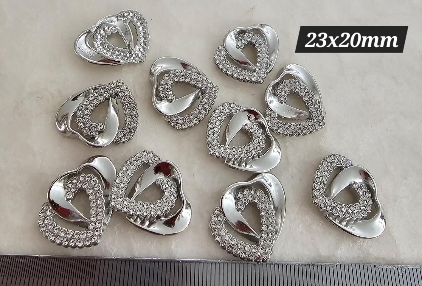 금속장식 더블하트 10개 일괄