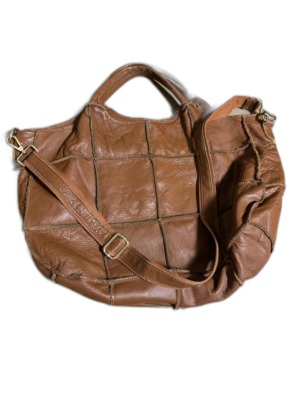 브라운 빅백-리얼가죽 패치워크 빅백