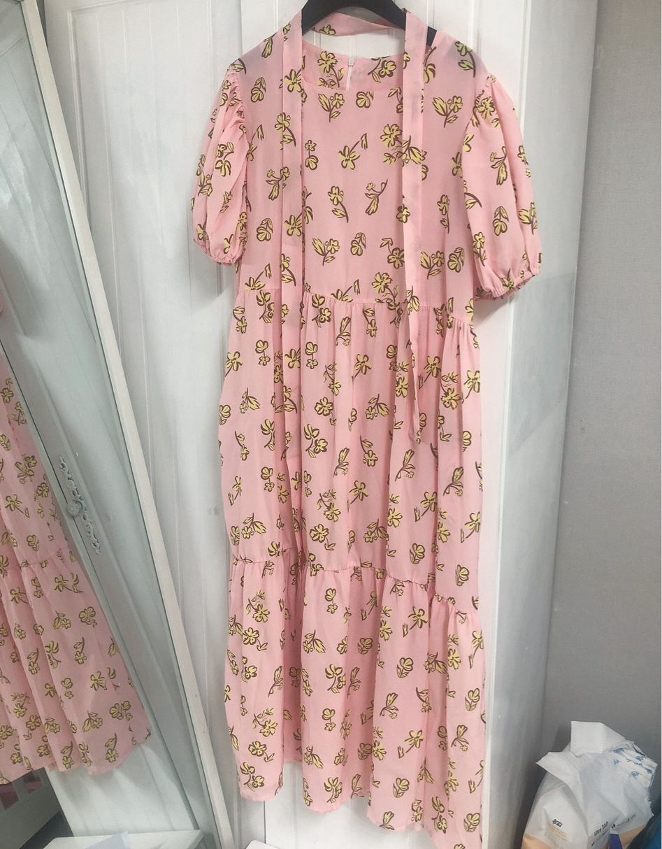 플라워롱쉬폰원피스