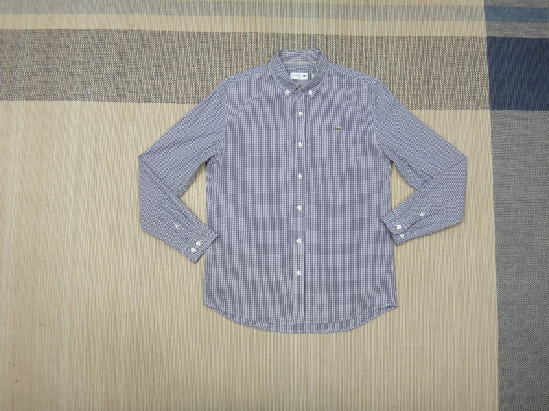 (L/100) 라코스테 포플린 나노 깅엄체크 슬림 셔츠