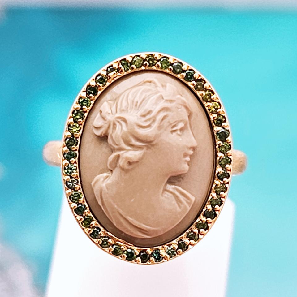 18k 다이아 라바카메오 반지