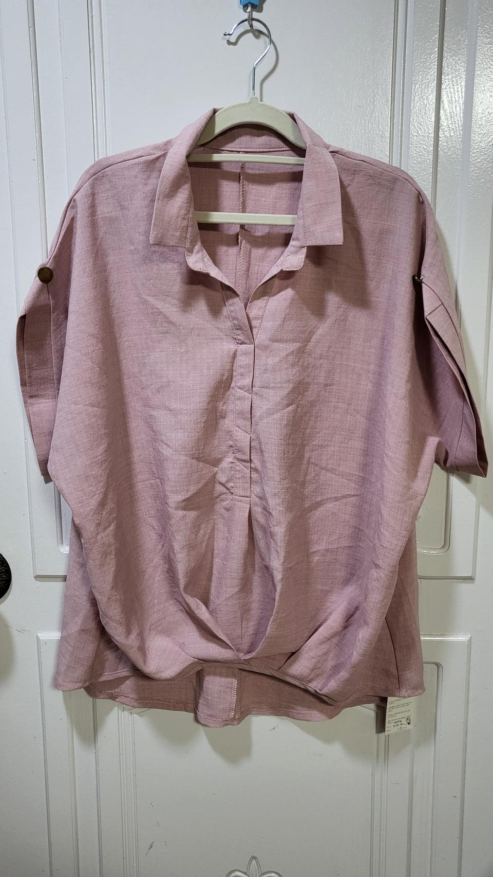 분홍 블라우스 셔츠 반팔 셔츠 분홍 반팔 핑크 티셔츠