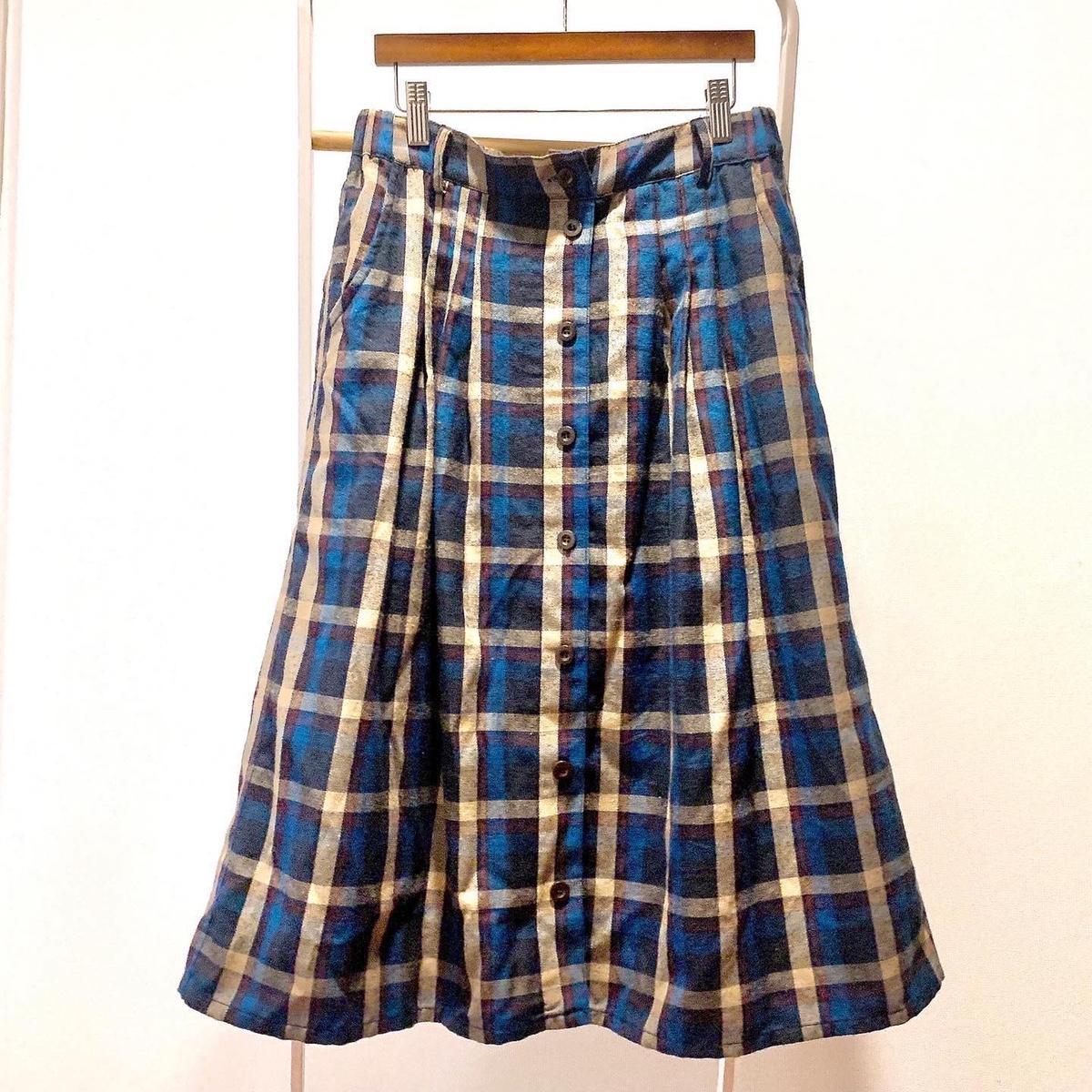 딥 마린블루 체크스커트