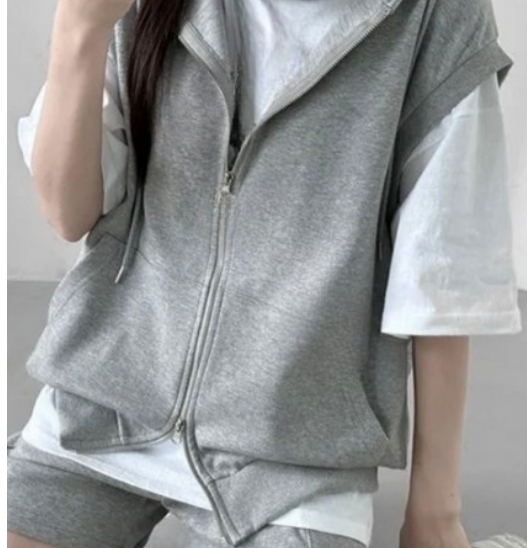 면 후드집업조끼, 가디건