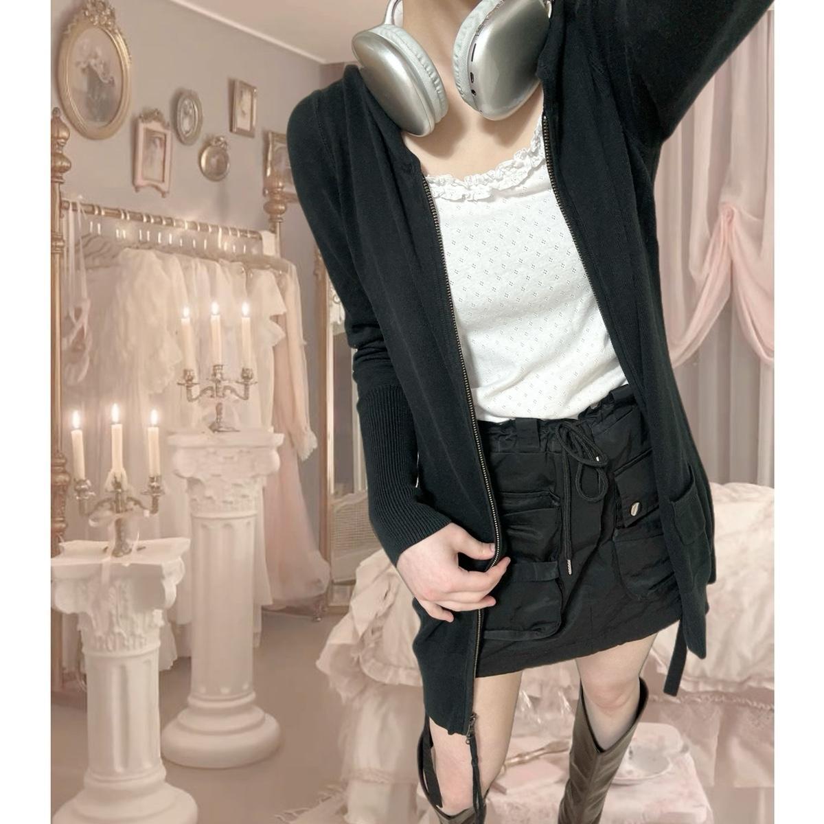 리바이스 y2k 블랙 슬임핏 원피스 가디건