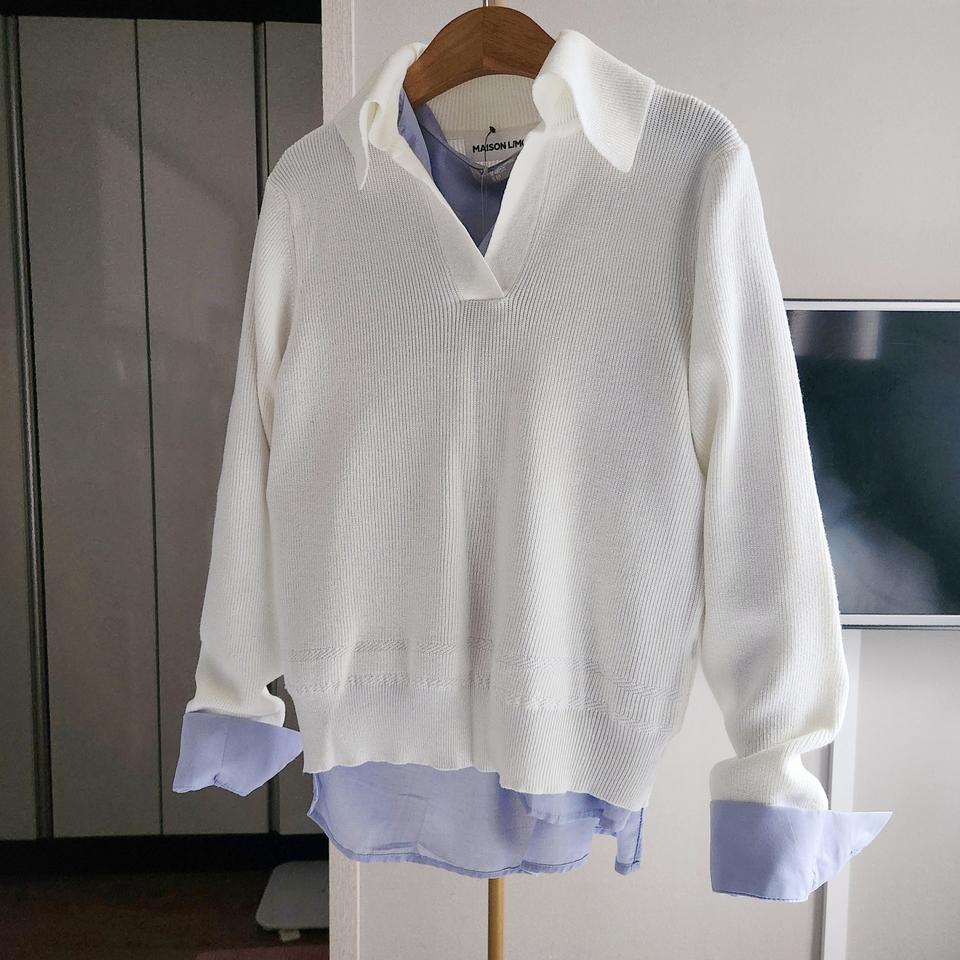 [새상품]에잇세컨즈 오픈 카라셔츠블라우스