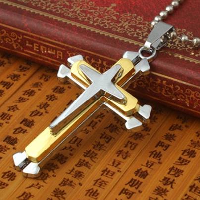 새 노랑색 십자가 티타늄 목걸이 패션 기념 쥬얼리 선물