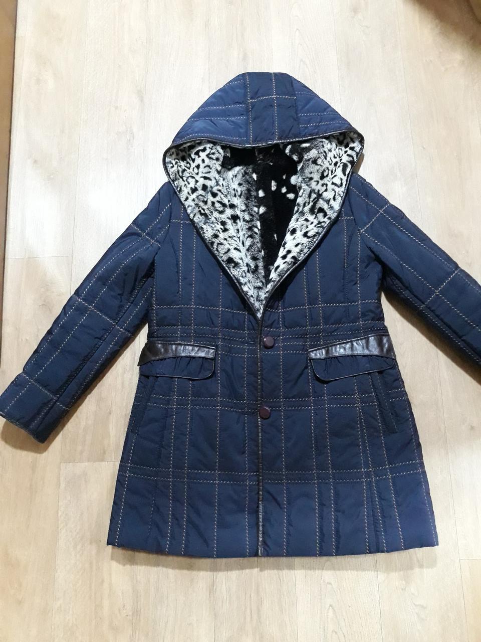 네이비 누빔 털내피 점퍼 코트