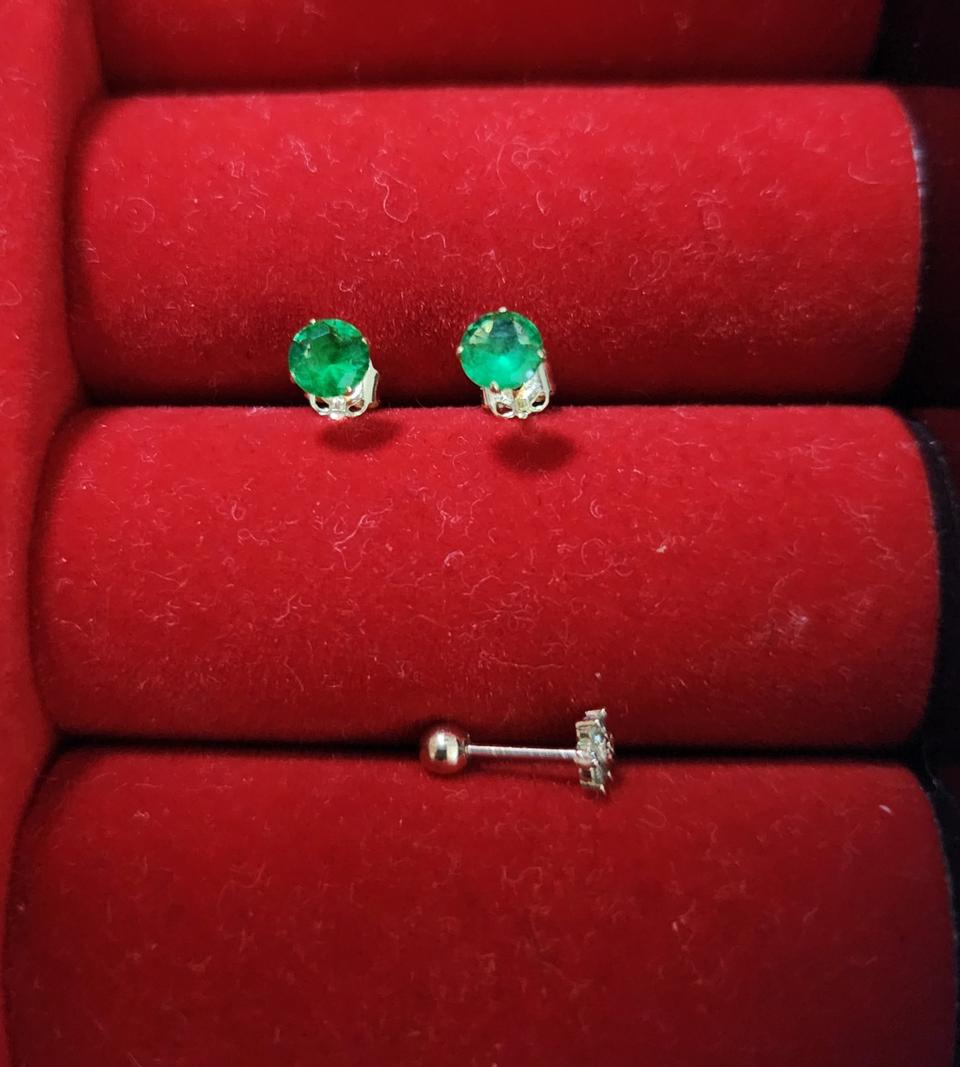 14k  에메랄드 귀걸이ㆍ피어싱