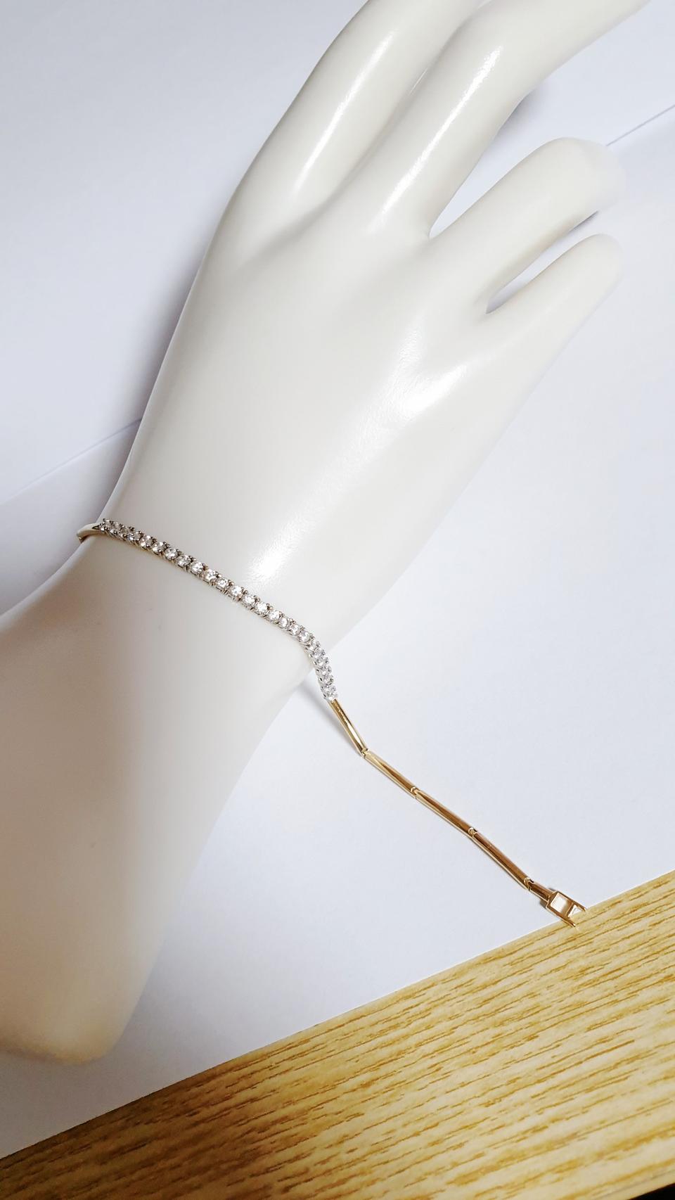 14k 테니스 뱅글 양장 팔찌 2가지스탈연출 이뻐요 4.09g