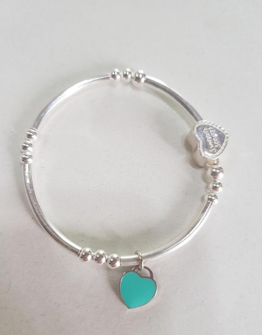 뱅글식하트 은팔찌