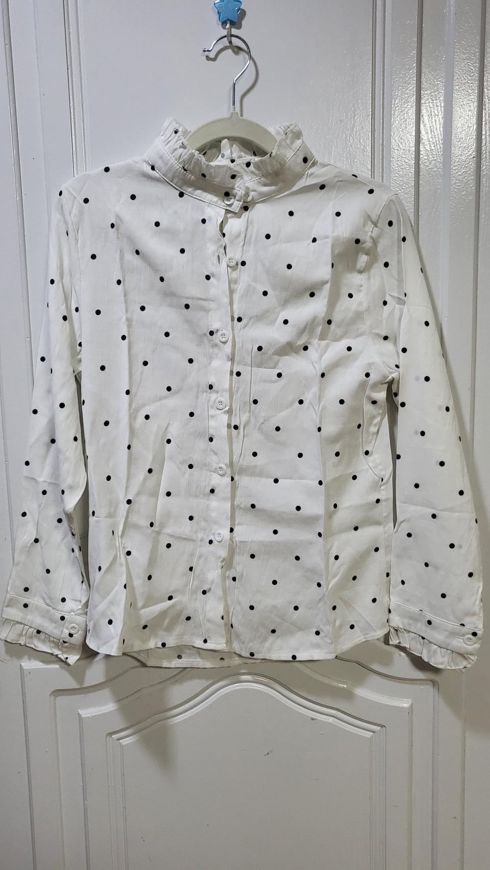 화이트 블라우스 땡땡이 티셔츠 긴팔티 화이트 와이셔츠 긴팔 와이셔츠