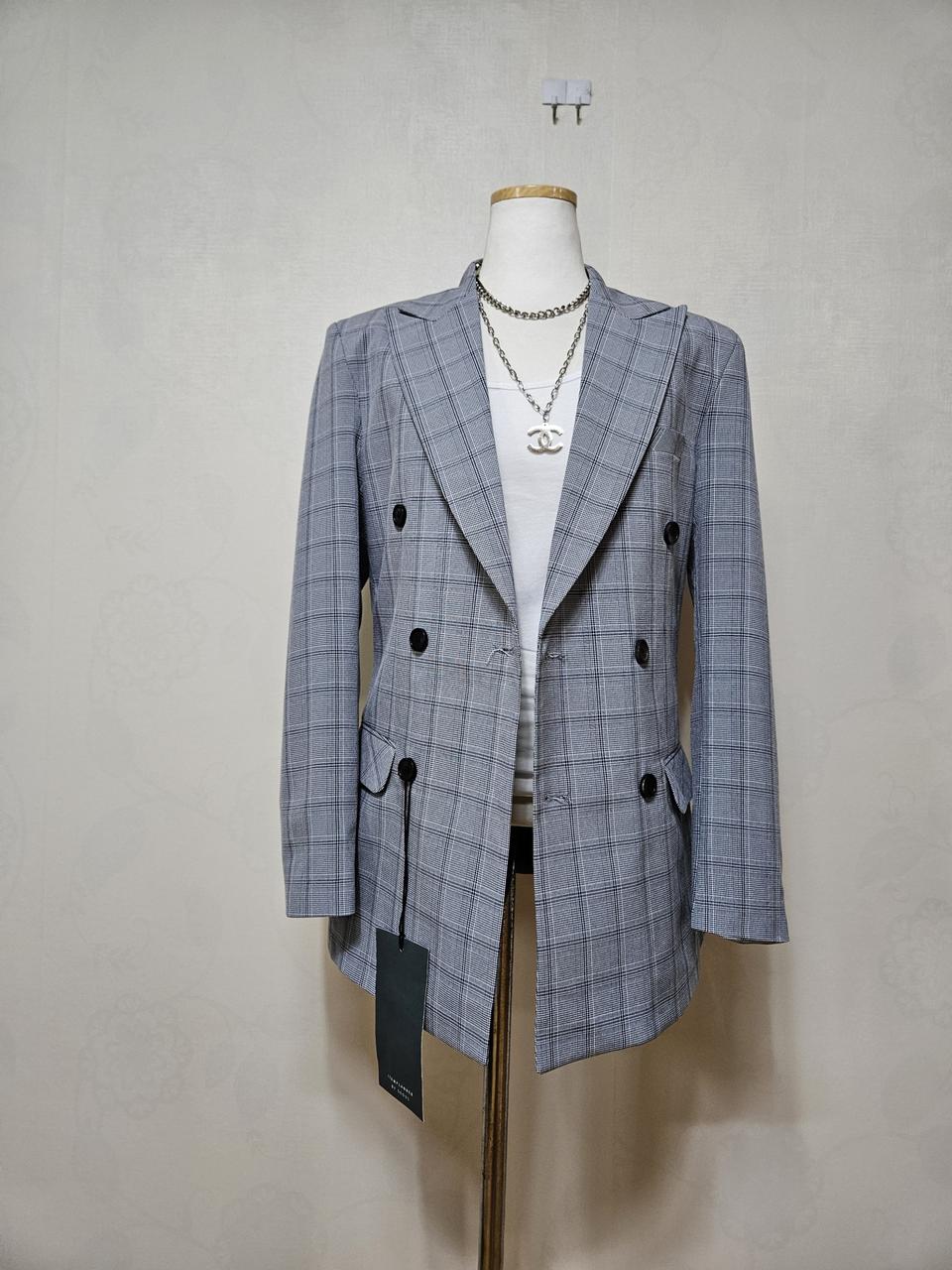 새상품.더블체크자켓