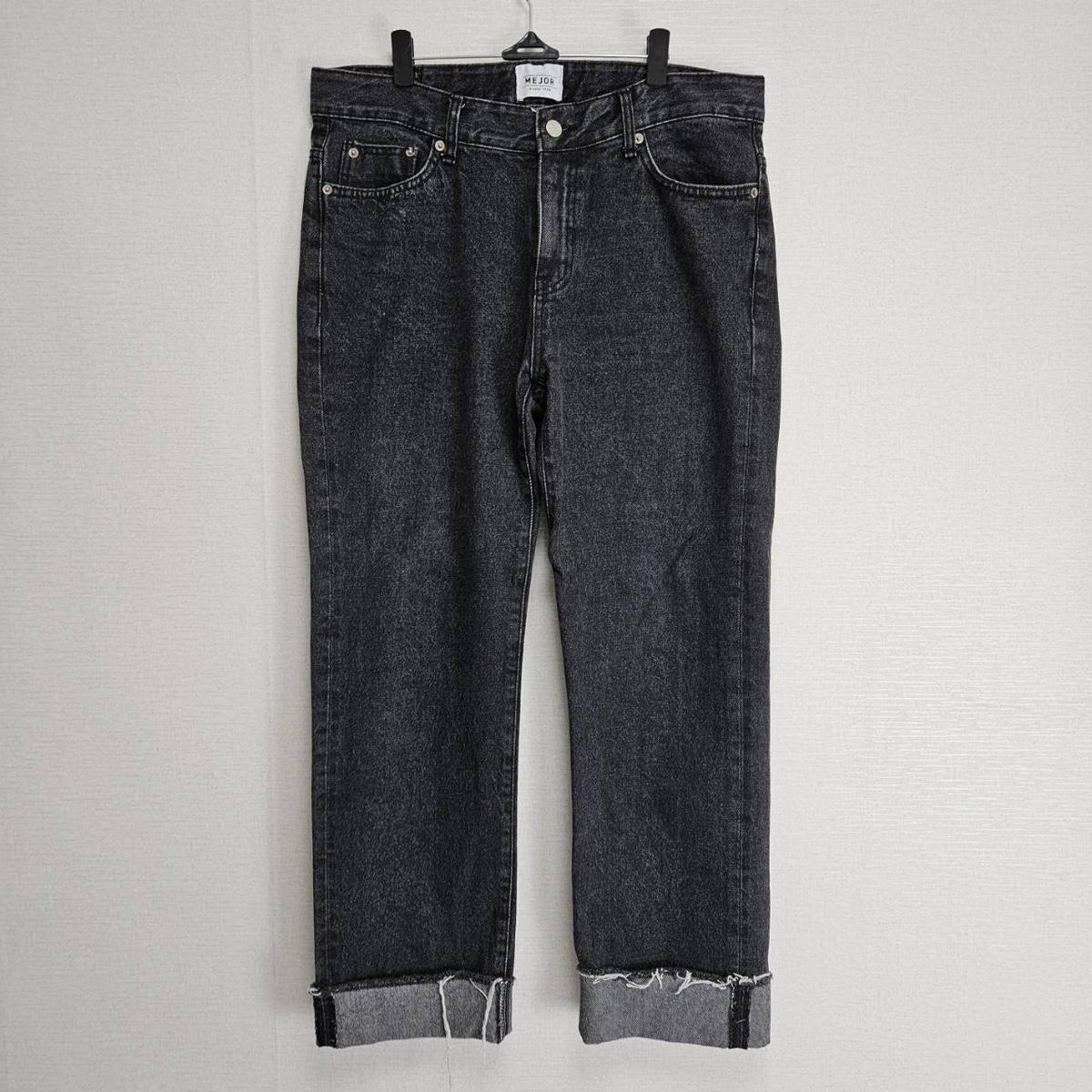 메이저 청바지 흑청 와이드 팬츠 34사이즈 34-36