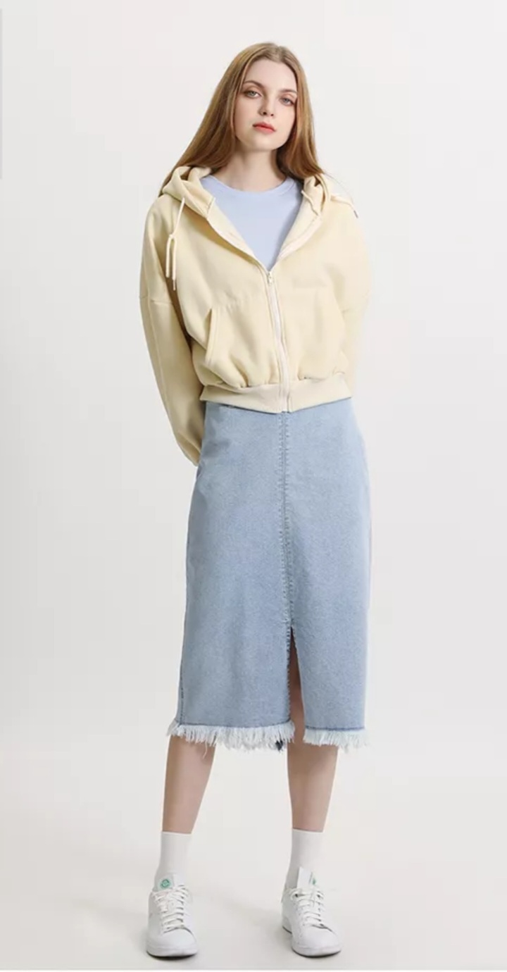 스카이블루 데님 롱스커트 새거