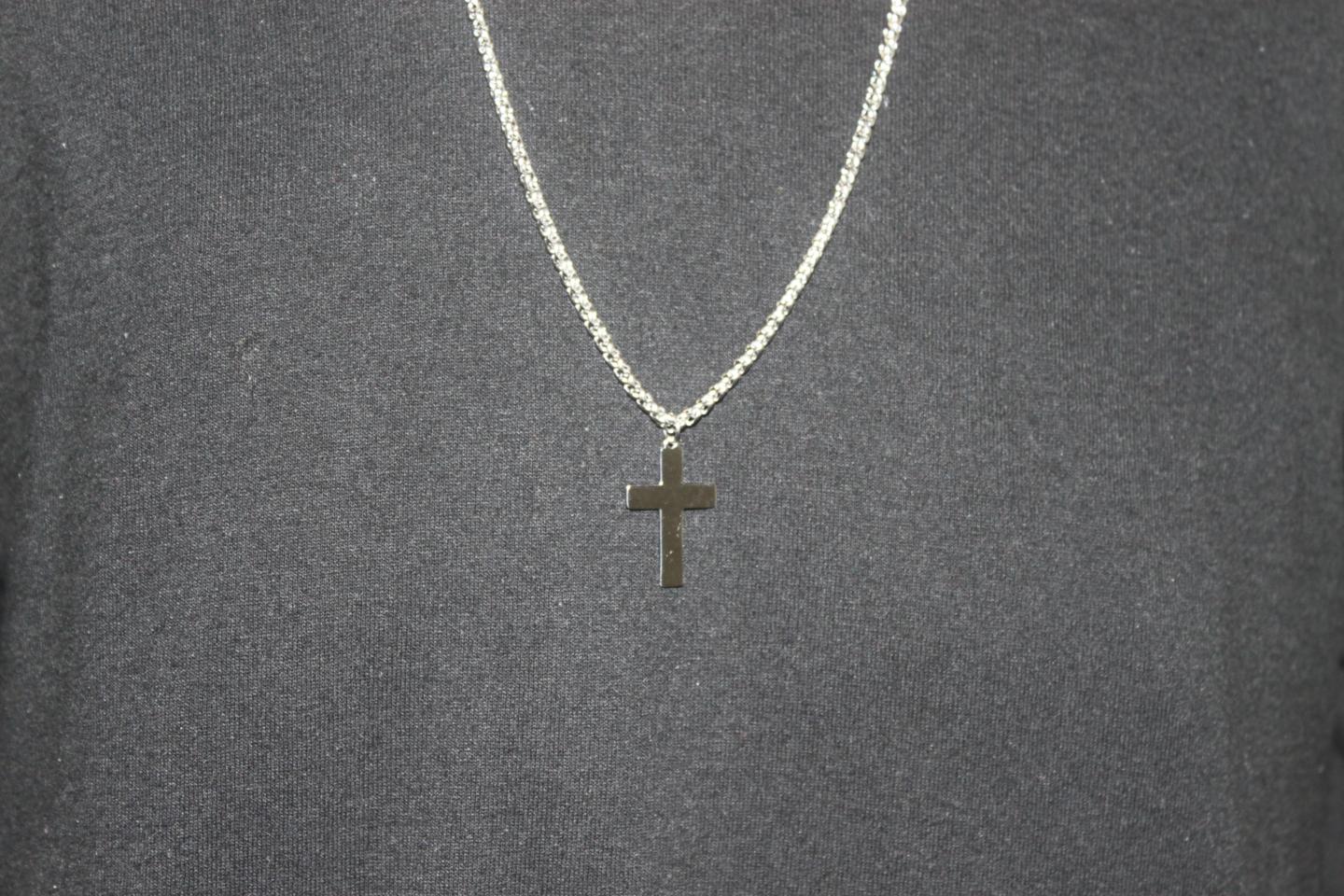 십자가 써지컬스틸 롱목걸이 (새상품)