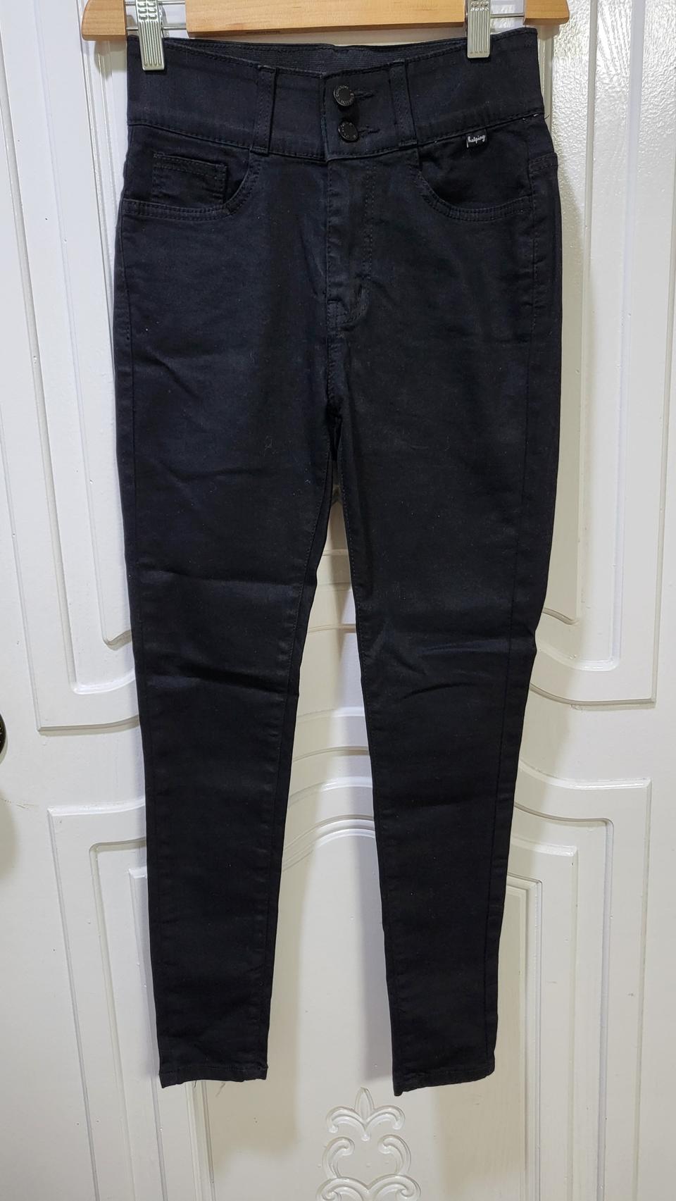 핫핑 하이웨스트바지 블랙 팬츠 핫핑 긴바지 블랙 면바지 바지 스키니진