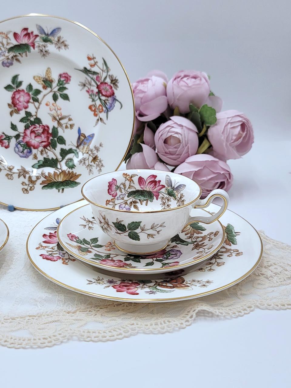 웨지우드 찬우드 피오니 찻잔듀오&디저트 플레이트