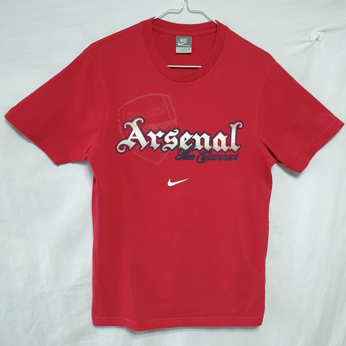 S 나이키 아스날 빅로고 라운드넥 반팔 티셔츠 레드