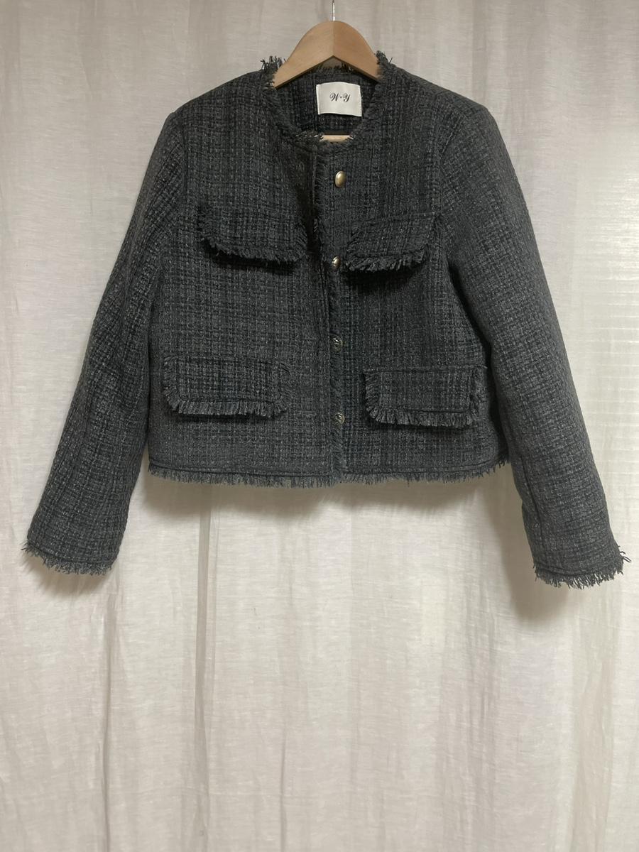 트위드 금장버튼 패딩자켓 55-77