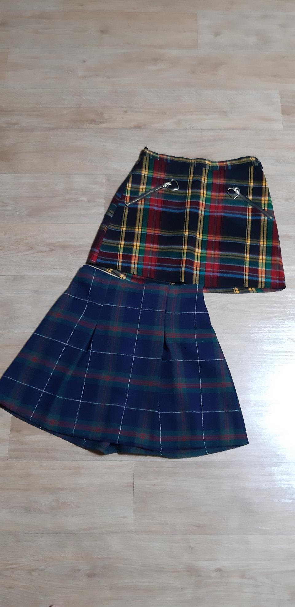 체크 미니 모직 스커트 치마 택1