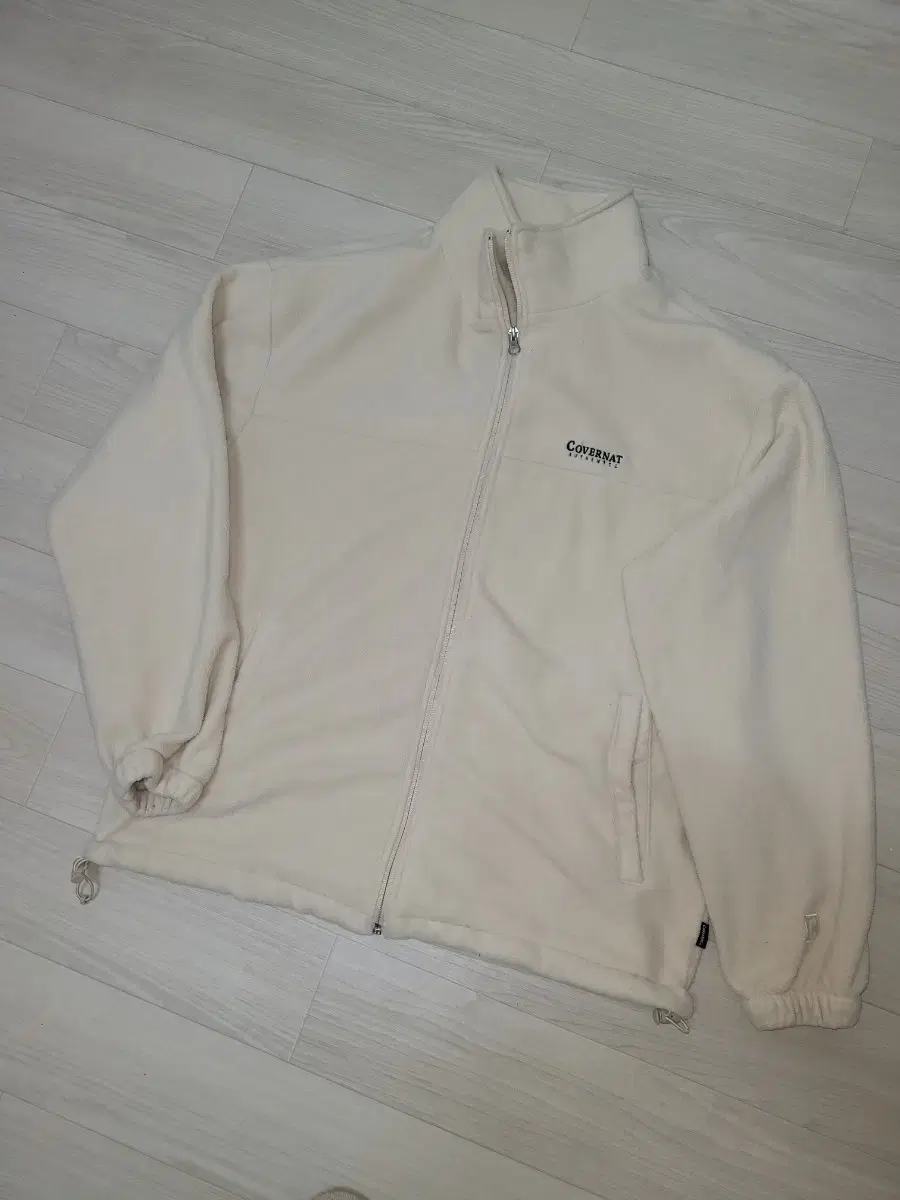 커버낫 플리스 집업 자켓 후리스 아이보리 오버핏 M (상태굿)