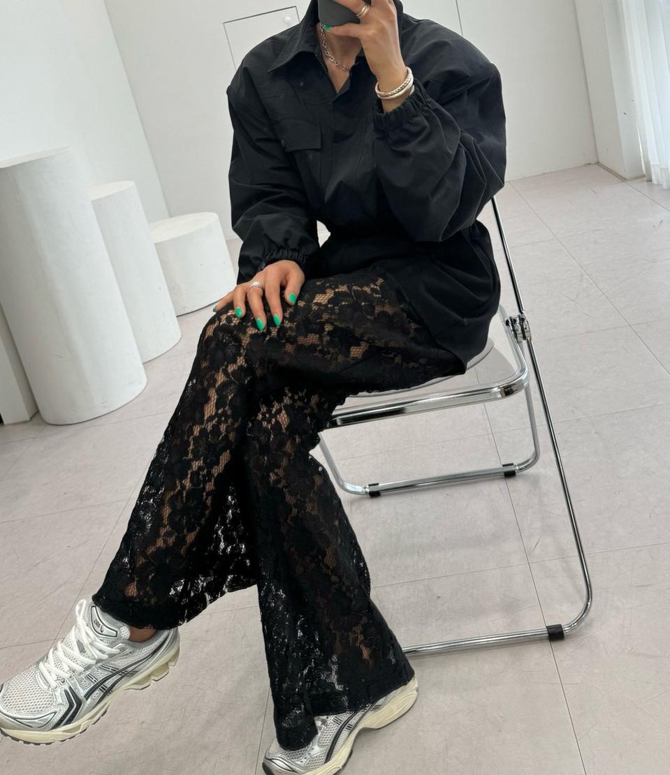 하프시스루 블랙 팬츠