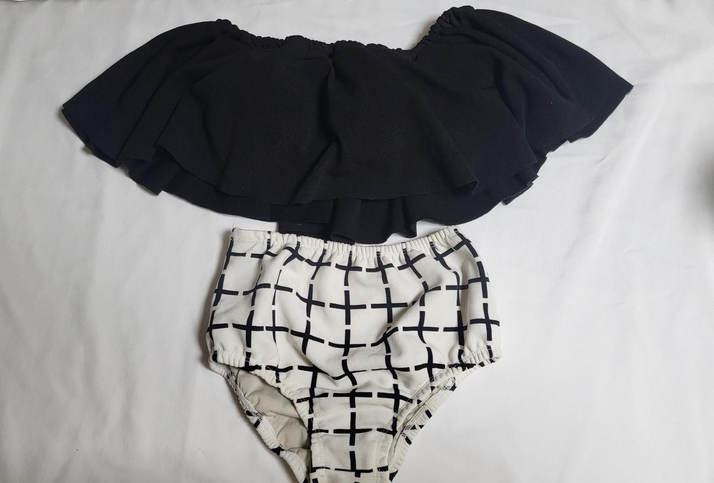 모노키니 비키니 하이웨스트비키니 검정모노키니 수영복 체크 블랙