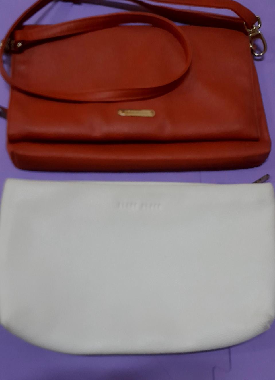 앤클라인 오렌지 숄더백 + 흰색 클러치