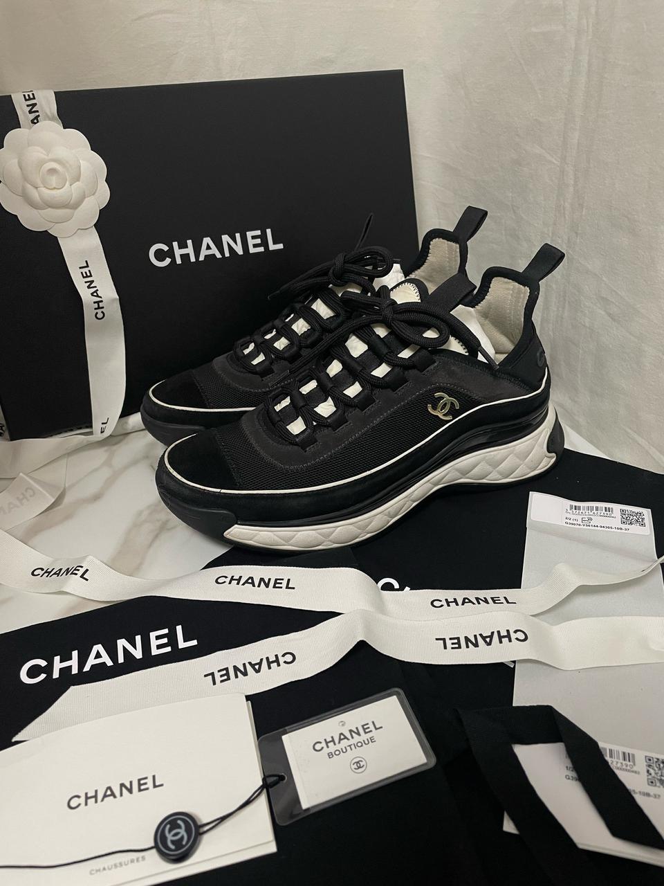 샤넬 믹스드파이버 금장 37 정품 스니커즈
