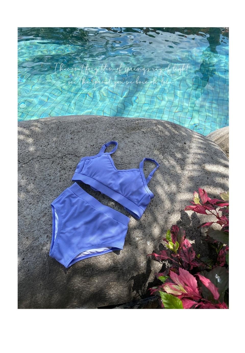 블루 모노키니 비키니 수영복 블루 하이웨스트 호캉스비키니 네이비