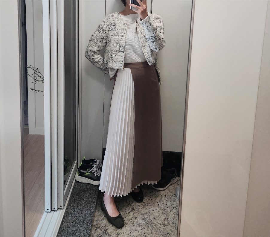 리가든 간절기 봄가을 플리츠 롱 스커트 s사이즈