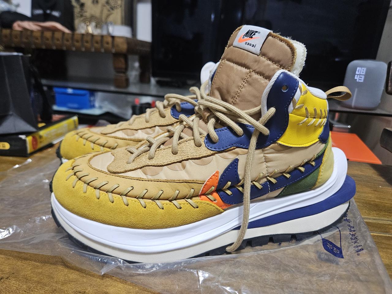 나이키×사카이×장풀고티에 베이퍼와플 세서미 블루 US 9,5