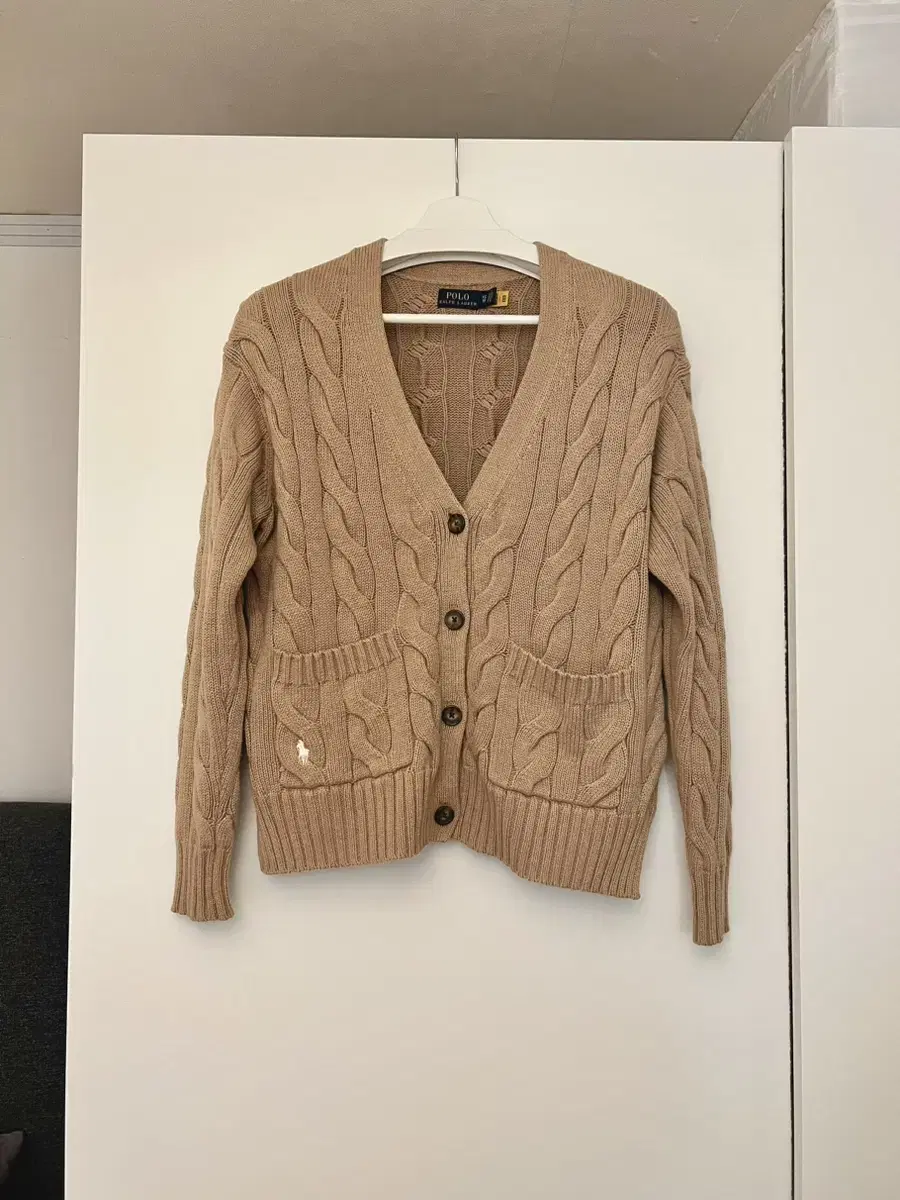 정품 폴로 랄프로렌 케이블 니트 가디건 카멜
