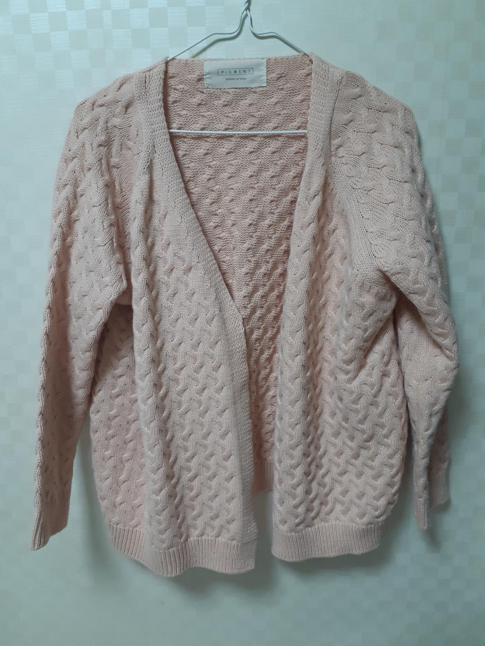 분홍 니트 가디건