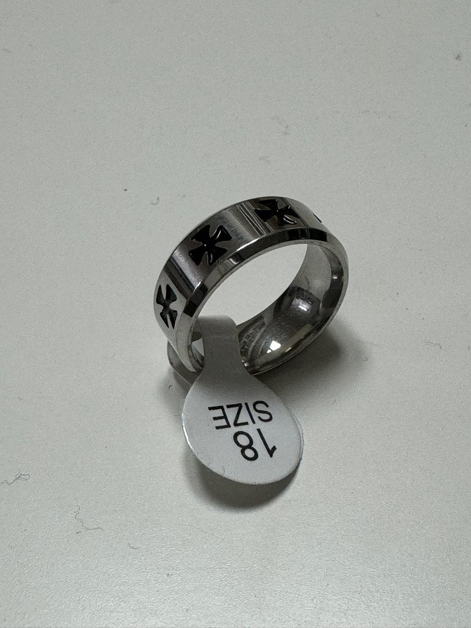 각 포인트 십자가 실버 써지컬 반지